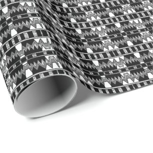 Afrofuturist Pattern Grey  Wrapping Paper