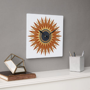 Afrohemian Geometric Sunburst Wall Clock