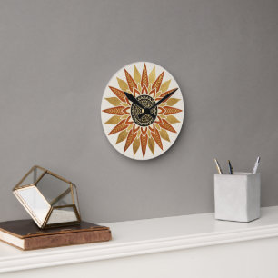 Afrohemian Sunburst Mandala Artisan Wall Clock
