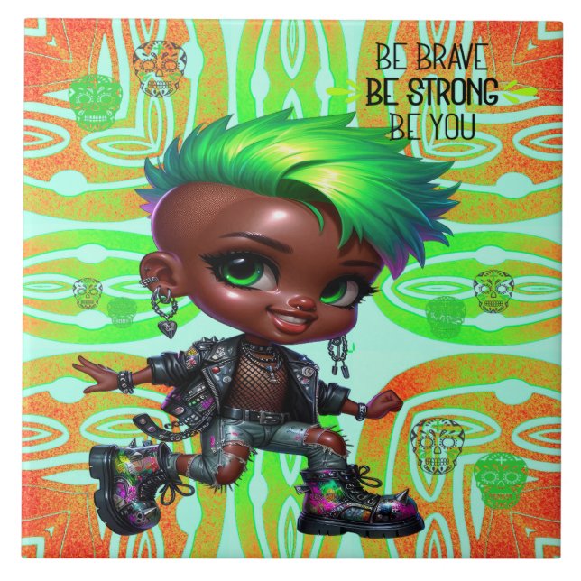 Afropunk Be Brave Ceramic Tile (Front)