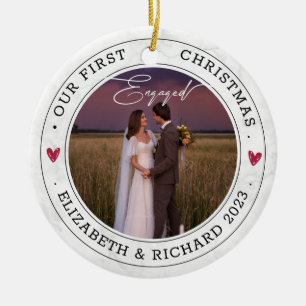After Engaged Our First Merry Christmas Marble Day Ceramic Tree Decoration