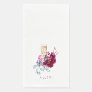 After I do Magenta Floral Champagne Wedding Napkin