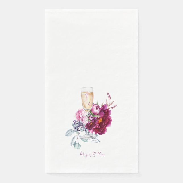 After I do Magenta Floral Champagne Wedding Napkin (Front)