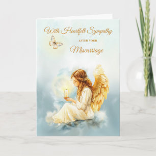 After Miscarriage Sympathy Angel Candle Butterfly Card