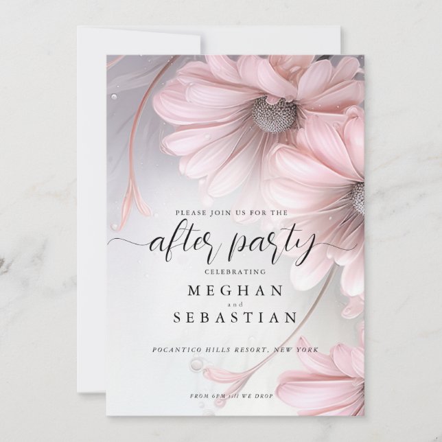 After Party 2 Boho Pink Daisy Save The Date (Front)