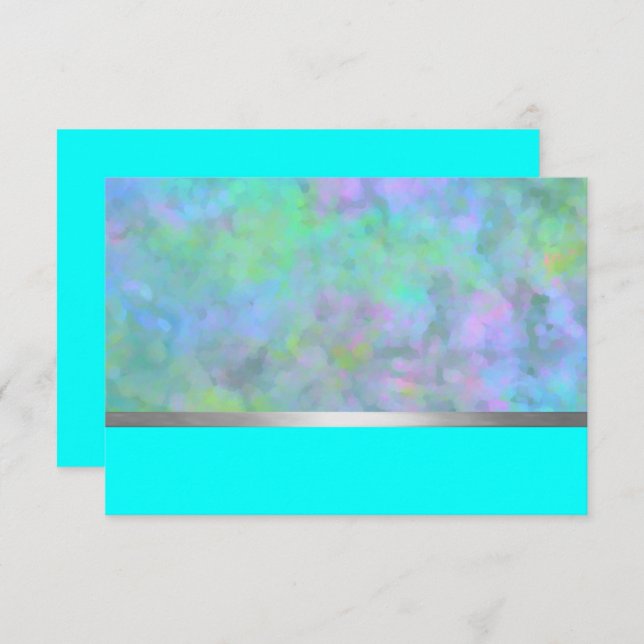 After Party Abstract Design in Turquoise Silver Invitation (Front/Back)