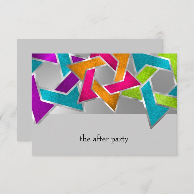 After Party Multicolored Star of David Any Colour Invitation (Front/Back)
