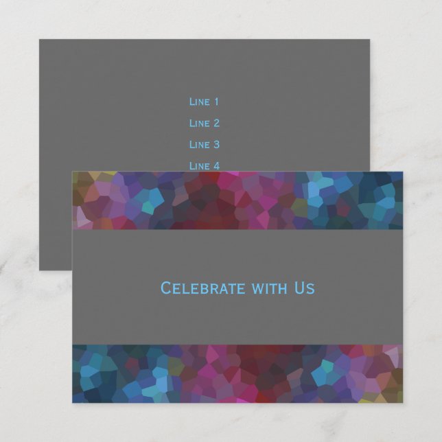 After Party Red Purple Blue Grey Abstract Design Invitation (Front/Back)