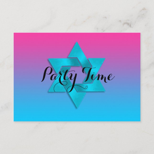 After Party Turquoise to Pink Ombre with Star Invitation (Back)