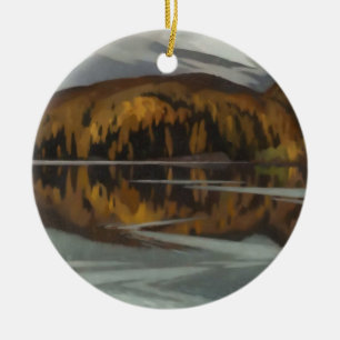 After RainLandscape Painting by A J Casson Ceramic Tree Decoration