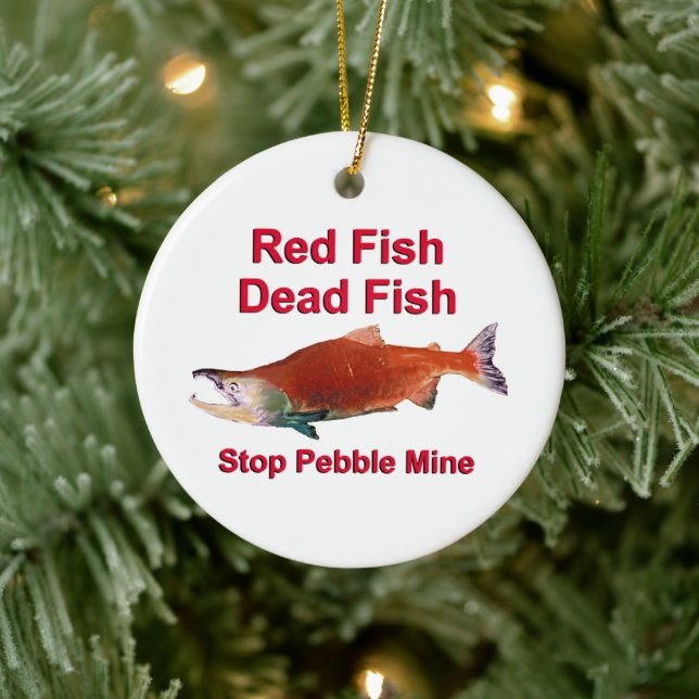 After Salmon - Stop Pebble Mine Ceramic Tree Decoration (Tree)