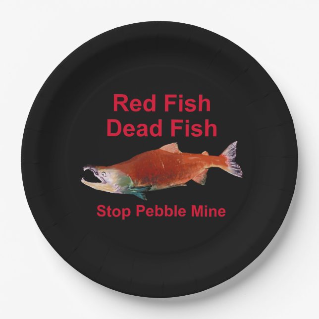 After Salmon - Stop Pebble Mine Paper Plate (Front)