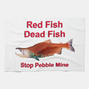 After Salmon - Stop Pebble Mine Tea Towel