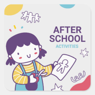 After School Activities Labels, Back To School  Square Sticker