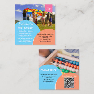 after school childcare babysitter daycare kinder square business card