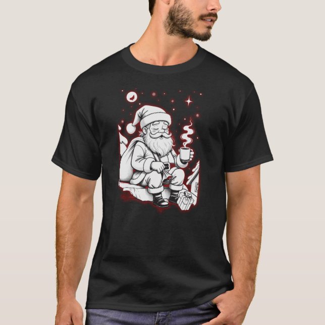 After the Deliveries – Tired Santa Line Ar T-Shirt (Front)