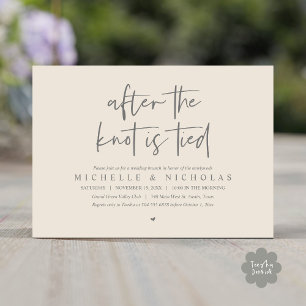 After the knot is tied, Modern Post Wedding Brunch Invitation