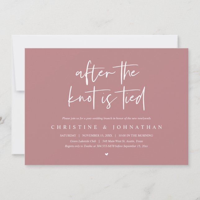 After the knot tied, Elopement Post wedding Brunch Invitation (Front)