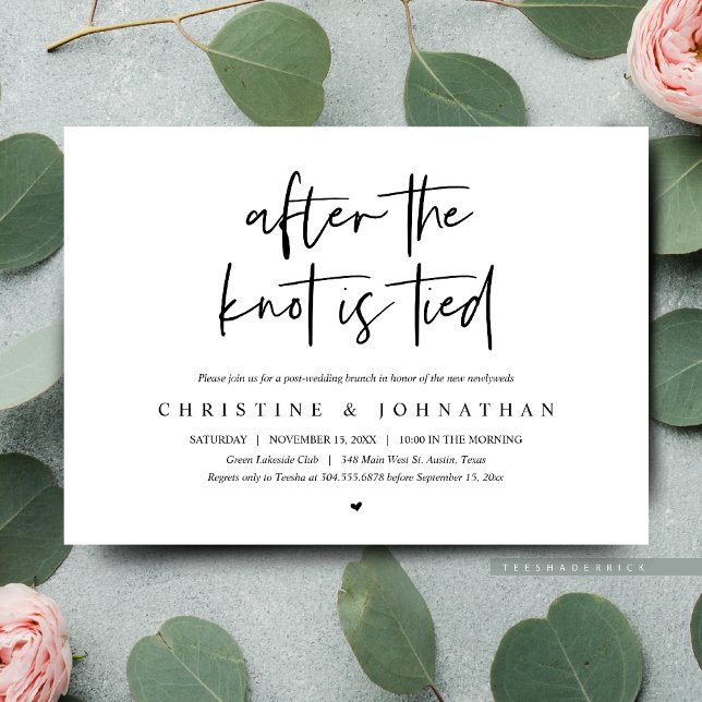After the knot tied, Elopement Post wedding Brunch Invitation (After the knot is tied, Post Wedding Brunch, Dinner Party, Dancing,  Elopement Invitation Cards)