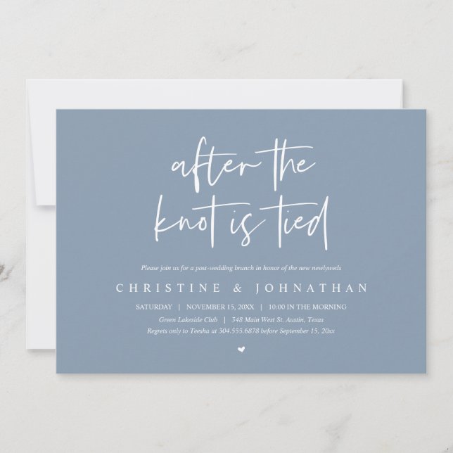 After the knot tied, Elopement Post wedding Brunch Invitation (Front)