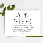 After the knot tied, Post wedding Brunch Invitatio Invitation<br><div class="desc">Modern Black Script themed,  wedding elopement invitation card (Happily ever after Celebration). It is perfect for your wedding elopement reception / post wedding celebration party. Add your details in matching black font / lettering.</div>