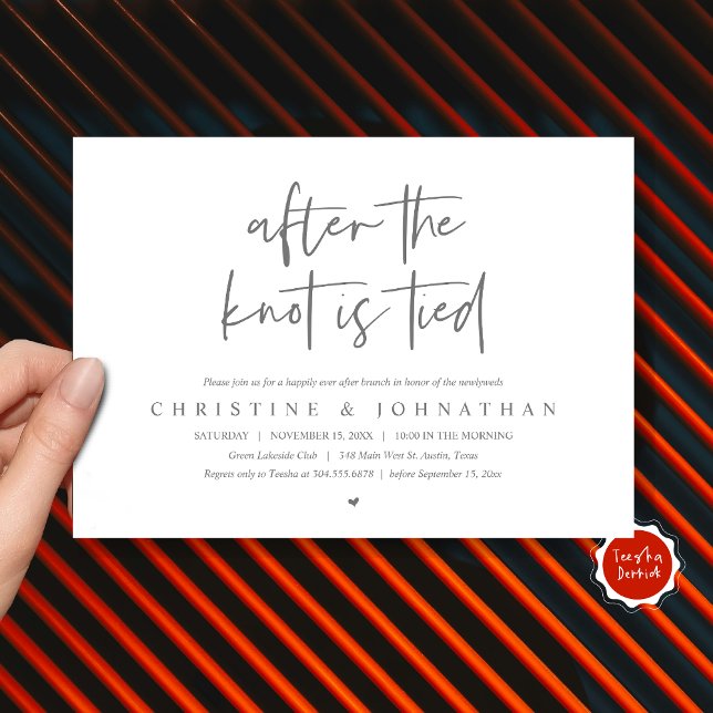 After the knot tied, Post wedding Brunch Invitatio Invitation (After the knot tied, Modern Post wedding Brunch Lunch Dinner Invitation Card, PDF, Dark Grey)