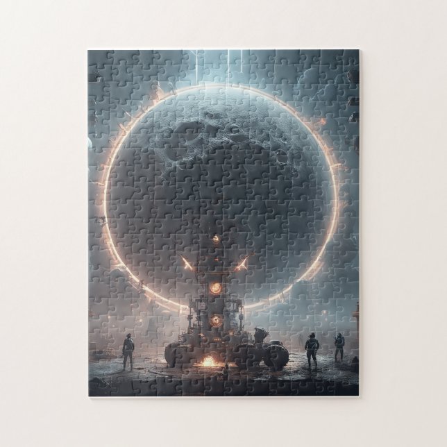 After the long night, the full moon begins to peek jigsaw puzzle (Vertical)