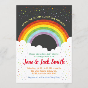 After the Rain Comes the Rainbow   Baby Shower Invitation