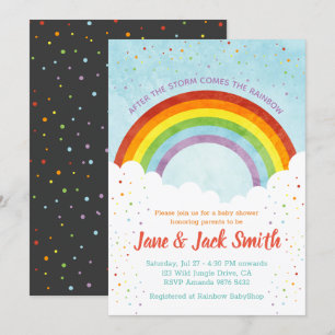 After the Rain Comes the Rainbow   Baby Shower Invitation