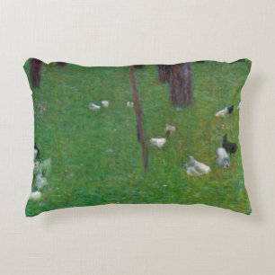 After the Rain, Garden Chickens by Gustav Klimt Decorative Cushion