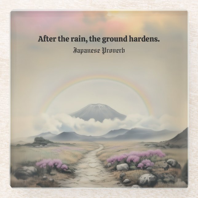After the Rain (Japanese Landscape Art) Glass Coaster (Front)
