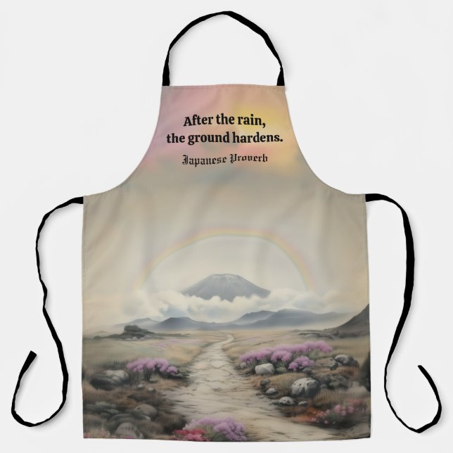 After the Rain (Japanese Watercolor Landscape Art) Apron (Front)