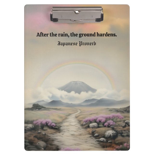 After the Rain (Japanese Watercolor Landscape Art) Clipboard (Front)