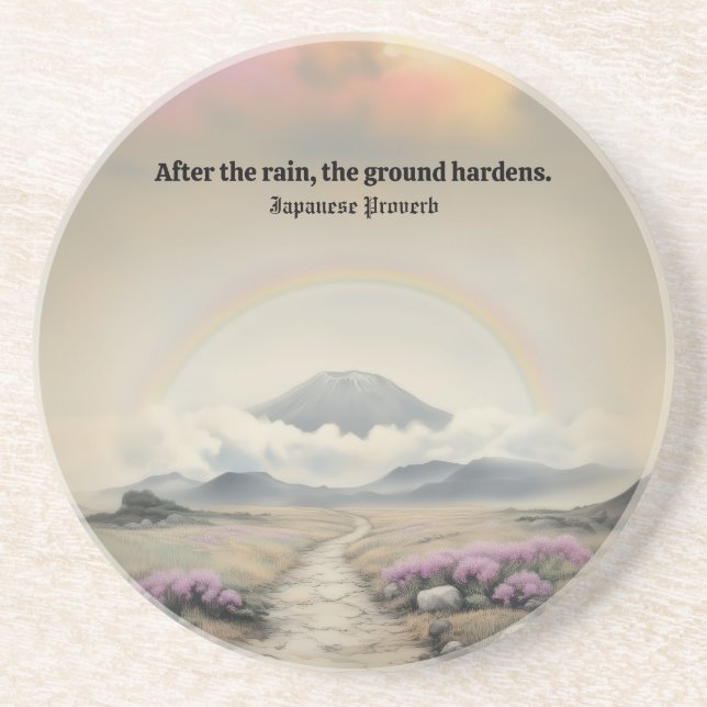 After the Rain (Japanese Watercolor Landscape Art) Coaster (Front)
