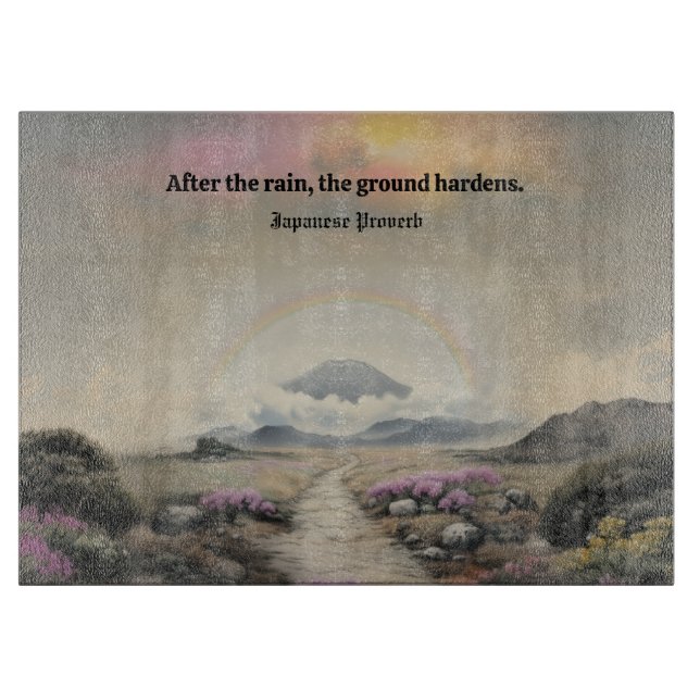 After the Rain (Japanese Watercolor Landscape Art) Cutting Board (Front)