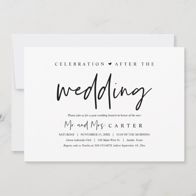 after the wedding, Brunch celebration Invitation (Front)