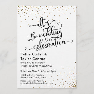 After the Wedding Celebration Faux Gold Confetti Invitation