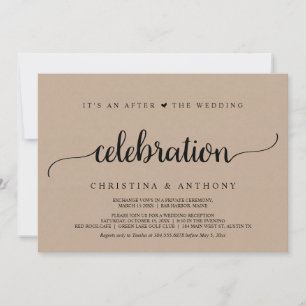 After The Wedding Celebration, Kraft Elopement Invitation