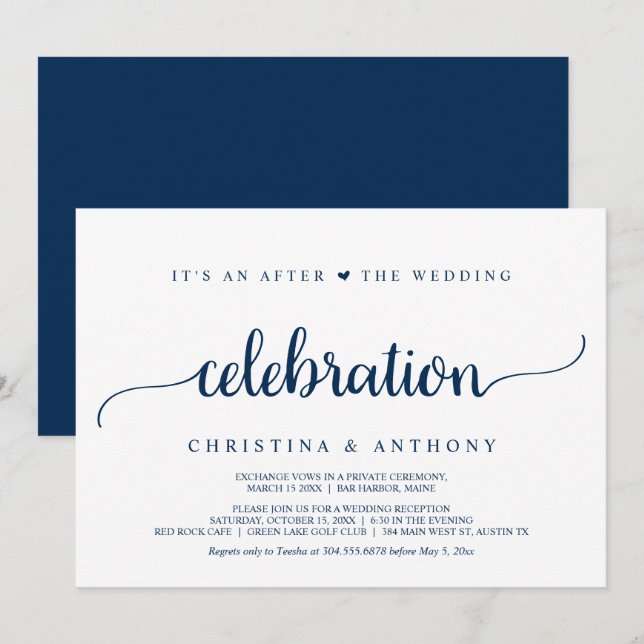 After The Wedding Celebration, Rustic Elopement In Invitation (Front/Back)