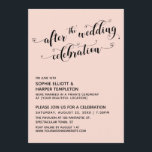 After the Wedding Celebration Script Hearts Blush Invitation<br><div class="desc">Here's a fun, simple choice for your post-wedding celebration needs. Over an editable background, I've placed a typography graphic that reads "after the wedding celebration" featuring an elaborate script font embellished with hearts. Below that, your details appear in a simple, all-caps font. Use the template fields to add your own...</div>