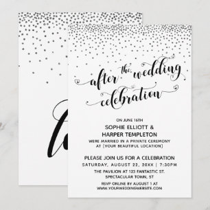 After the Wedding Celebration Silver Confetti Invitation