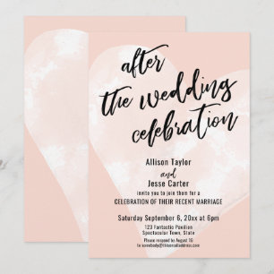 After the Wedding Celebration White Heart on Blush Invitation