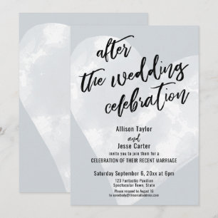 After the Wedding Celebration White Heart on Grey Invitation