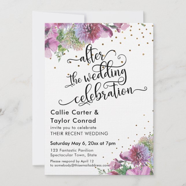 After the Wedding Celebration Wildflower Confetti Invitation (Front)