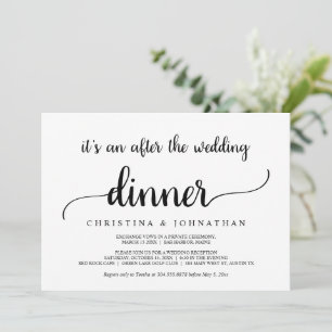 After the wedding Dinner, Modern Rustic Elopement Invitation