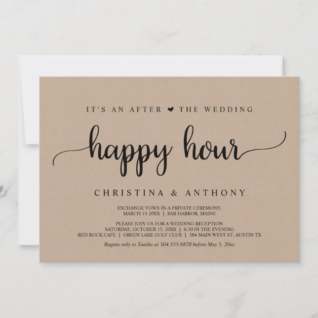 After The Wedding Happy Hour, Elopement Party Invitation (Front)