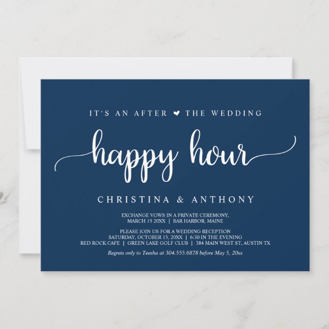 After The Wedding Happy Hour, Rustic Elopement Inv Invitation (Front)