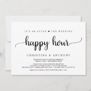 After The Wedding Happy Hour, Rustic Elopement Invitation