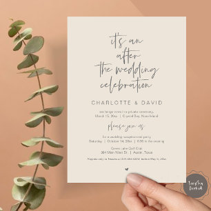 After the wedding, Navy Blue, Elopement Party Invitation