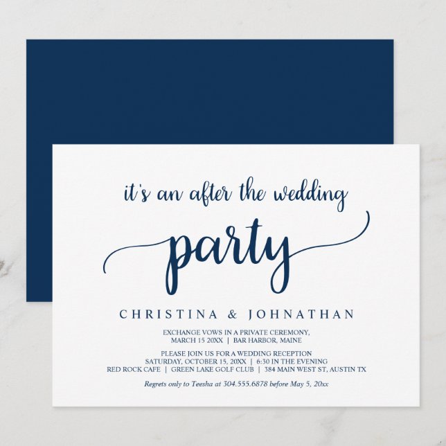 After the wedding party, Modern Rustic Elopement I Invitation (Front/Back)